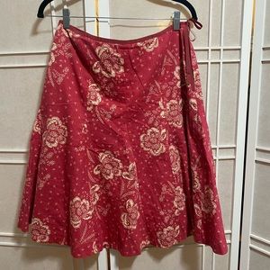 J crew cotton red floral skirt 8